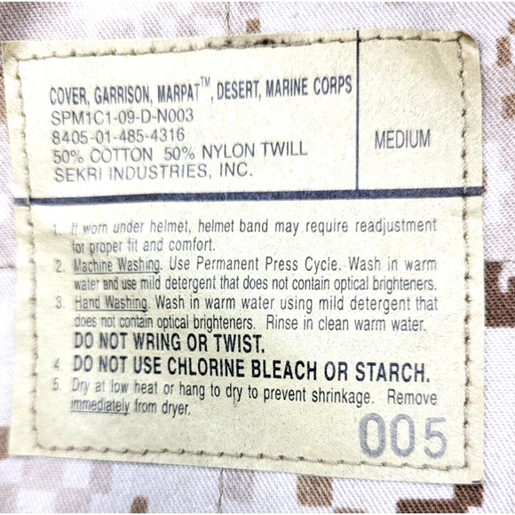 Official Marines Utility Desert Camo Hat Cap Size Medium Pattern USMC MARPAT - Picture 8 of 9